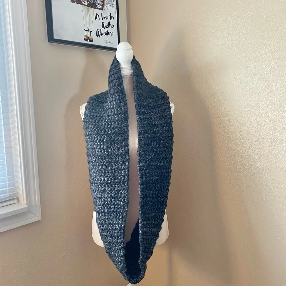 Charcoal heathered hand knitted infinity scarf